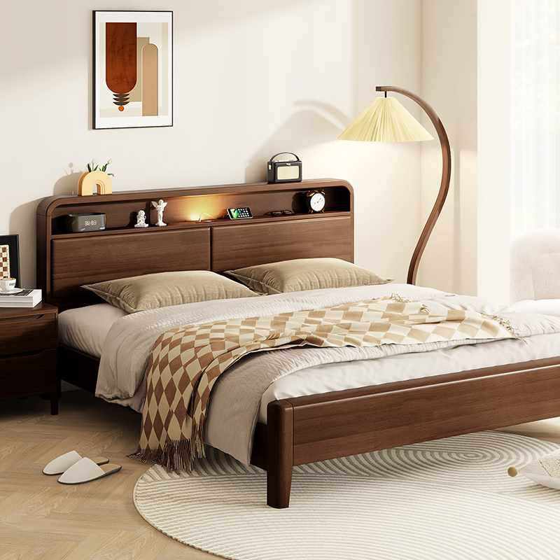 实木床现代简约北欧胡桃色1.8米1.5单双人床中古风主卧室婚床家具,鲜花速递/花卉仿真/绿植园艺,割草机/草坪机,淘宝优惠券,粉丝福利购,淘宝优惠卷