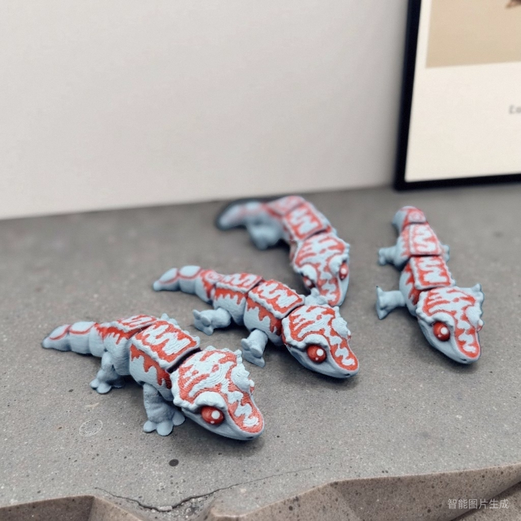 3D打印壁虎关节可动爬虫摆件