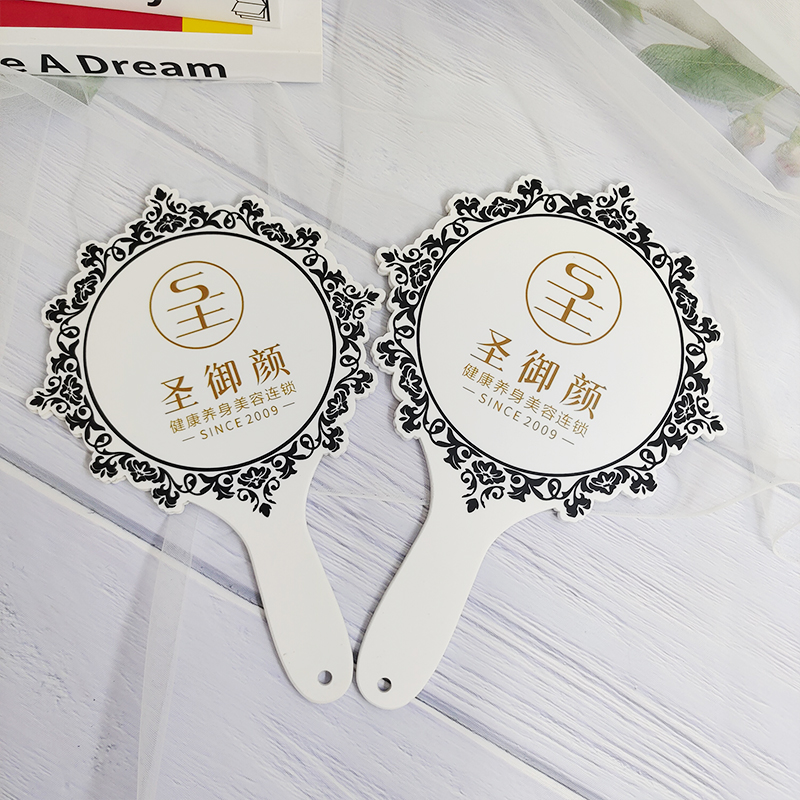 亚克力美容院手柄化妆镜子定制半永久纹绣印LOGO手拿手持美妆镜子