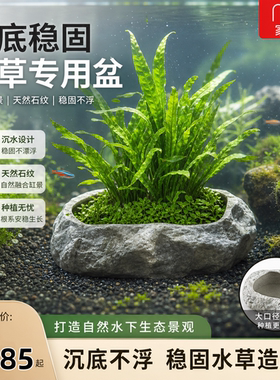 水草沉底盆仿石头铜钱草水培花陶瓷客厅家用水养绿植盆缸桌面中式