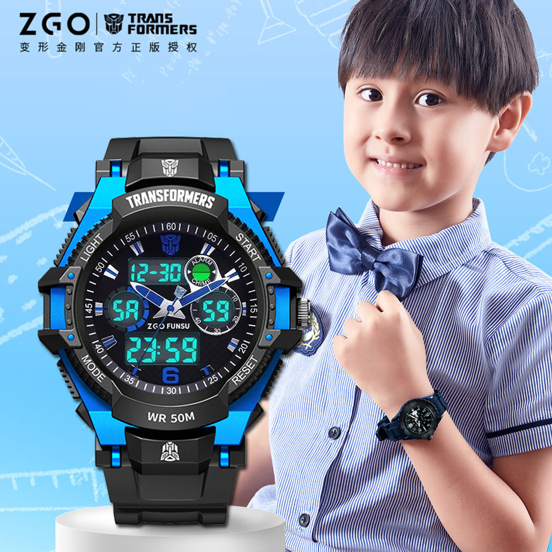 变形金刚正版儿童手表男生小学生只看时间男童男孩运动防水电子表
