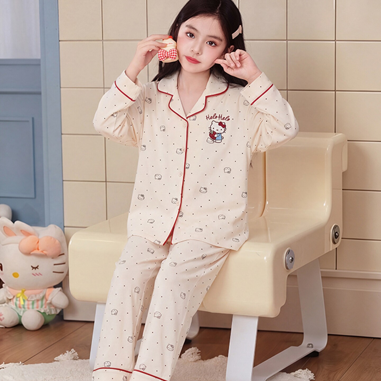 2026韩版蛋仔派对甜美大童睡家居服套装