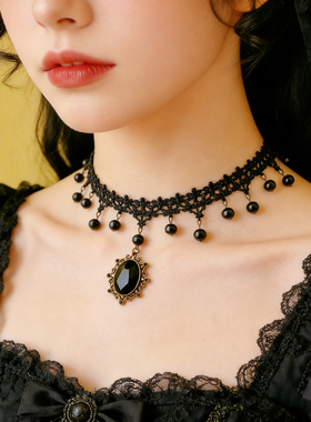 曦禾家原创choker 复古lolita蕾丝项链哥特暗黑系脖圈颈链LSXL039