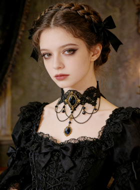 曦禾家原创choker 复古lolita蕾丝项链哥特暗黑系脖圈颈链LSXL002