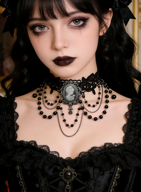 曦禾家原创choker 复古lolita蕾丝项链哥特暗黑系脖圈颈链LSXL248