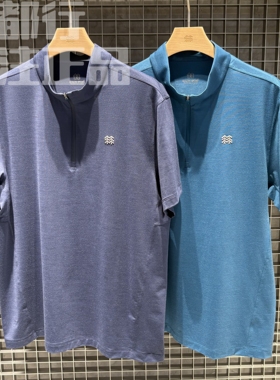 可隆KOLON SPORT男款抗菌防晒UPF50+羊毛半拉链短袖T恤LHZT6MN211