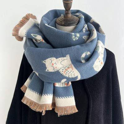 2024秋冬新款双面仿羊绒围巾