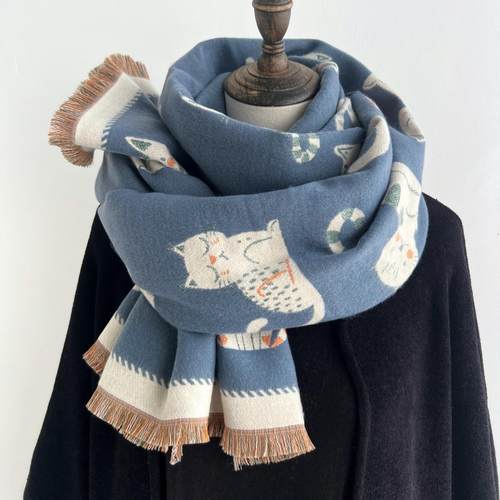 2024秋冬新款双面仿羊绒围巾