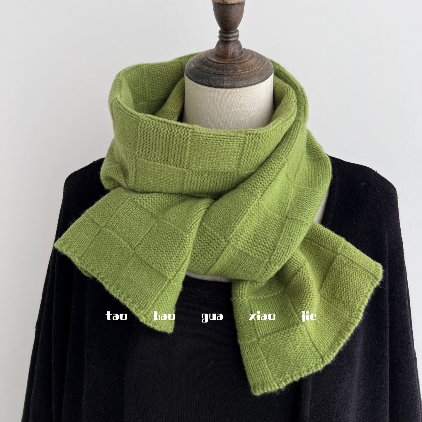 秋冬新款纯色针织格子小围巾