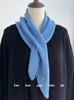 秋冬新款纯色针织交叉三角围巾女冬季韩版百搭学生情侣氛围感披肩