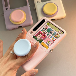 适用华为PuraX手机壳小米MixFlip2折叠屏荣耀MagicVFlip2包中轴VDE-AL0三星zflip7外壳6磁吸支架5皮纹高级感