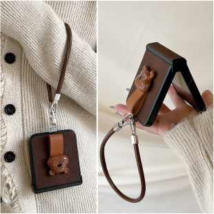 适用小米MixFlip2折叠屏手机壳荣耀MagicVFlip2壳膜一体中轴保护三星zflip7小熊指环摩托罗拉Razr50Ultra挂绳