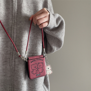 适用折叠屏荣耀MagicVFlip手机壳小米MixFlip2中轴全包摩托罗拉50华为pocket2三星zflip6卡7通N3flip斜跨挂绳