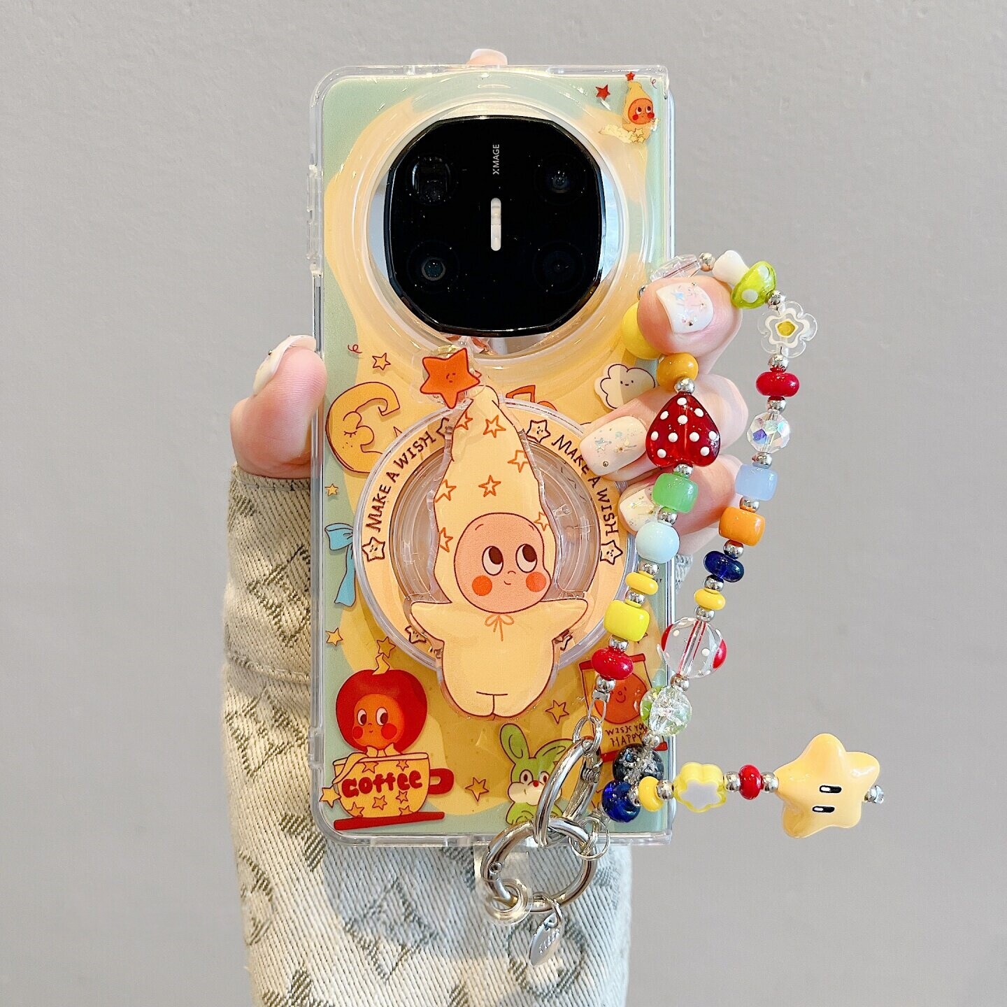 适用华为MateX7折叠屏手机壳matex6壳膜一体MateX5典藏版X3卡通星星人外框带膜磁吸支架保护套手链绳DEL-AL20