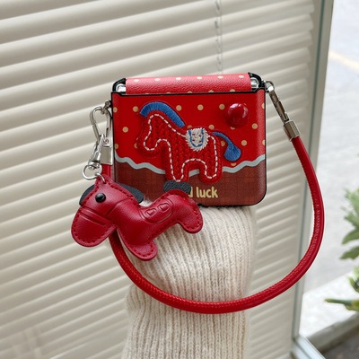 适用华为PuraX折叠屏手机壳荣耀MagicVFlip2新年小米MixFlip2壳膜一体马年摩托罗拉50三星zflip7斜跨FE手绳60