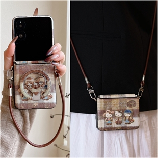 适用华为PuraX折叠屏手机壳小米MixFlip2壳膜一体荣耀MagicVFlip2磁吸支架三星zflip7三只猫6手提斜跨绳FE女