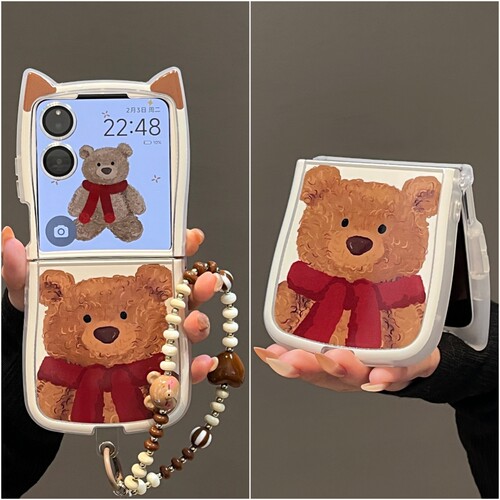 适用华为PuraX折叠屏手机壳硅胶软壳荣耀MagicVFlip小米MixFlip2小熊三星zflip7/6/5女FE斜跨novaFlipS手链绳