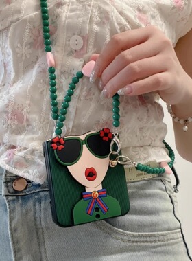 适用于华为pocket2折叠屏手机壳p50pockets荣耀v女神三星ZFilp5/4斜跨vivox手链p60女新款oppofindn3/n2 flip