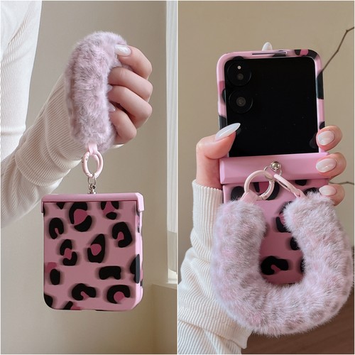 适用华为PuraX折叠屏手机壳小米MixFlip2壳膜一体荣耀MagicVFlip2全包中轴novaflipS豹纹毛绒手提pocket2绳女