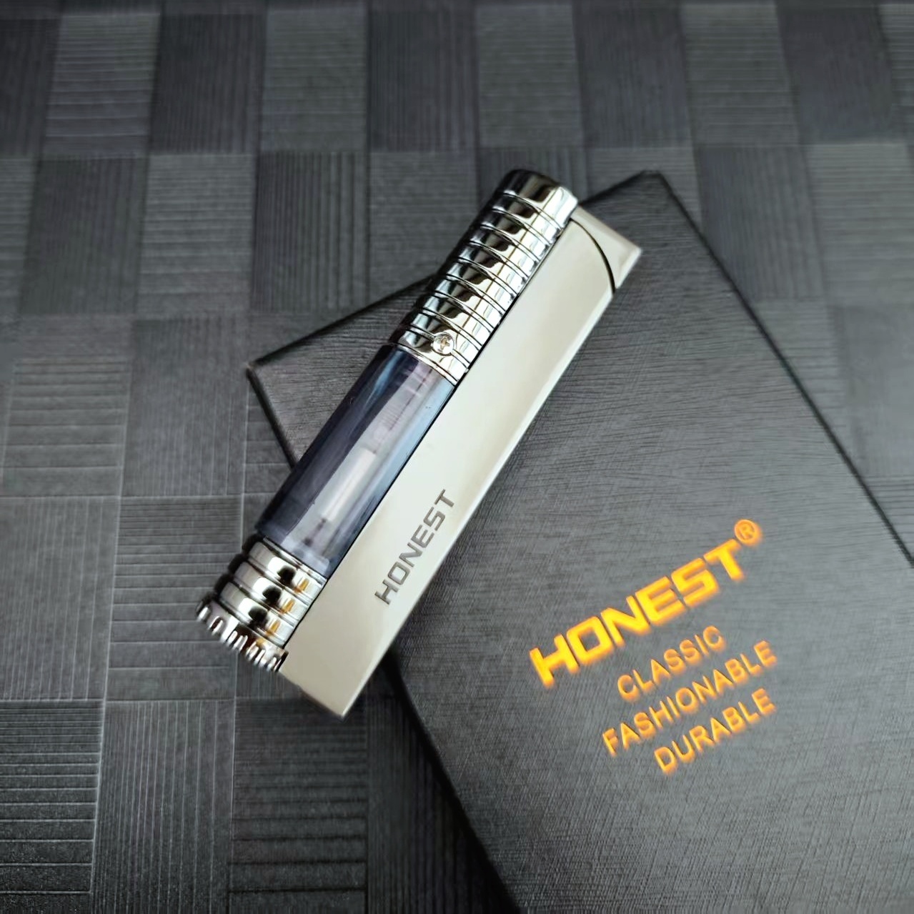 HONEST百诚新款充气打火机直冲蓝焰防风小巧简约金属个性迷你礼物