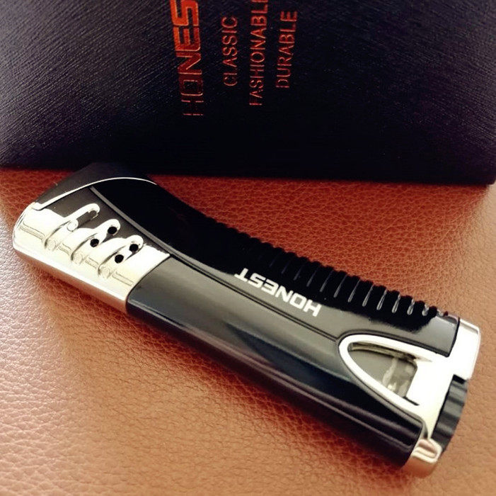 honest百诚新款直冲蓝焰打火机充气防风金属高档个性潮点烟器礼物