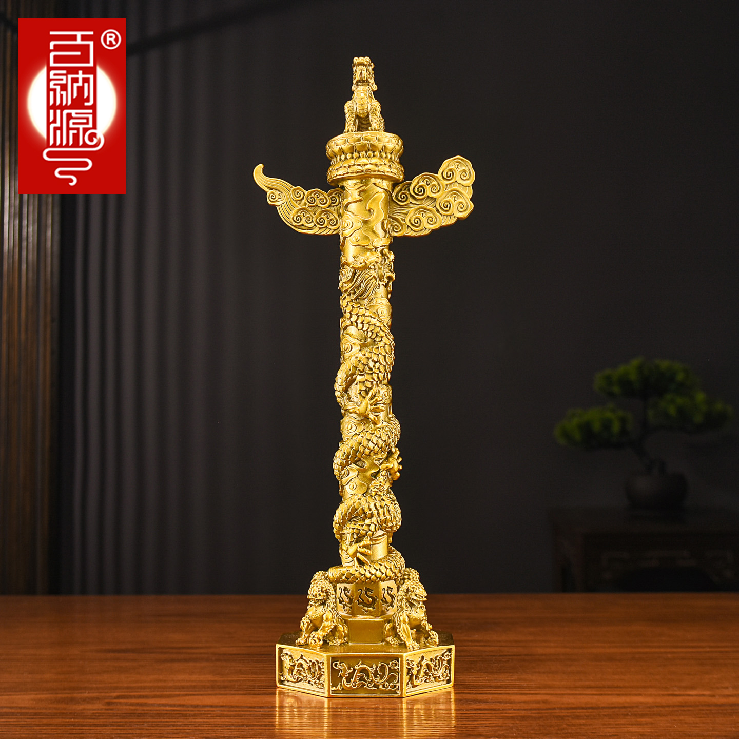 纯黄铜华表摆件家居办公室装饰品