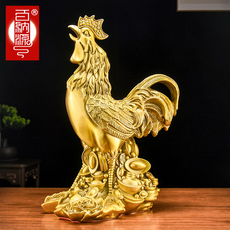 百纳源铜公鸡摆件金钱福字