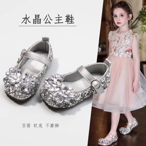 ABC真皮女童水晶公主鞋软底皮鞋