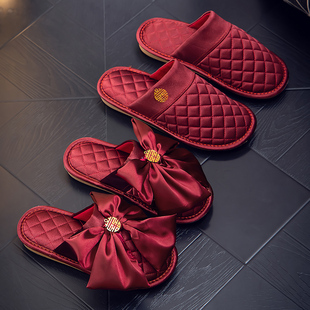 结婚棉拖鞋秋冬季交叉拖高级感断面新娘新郎新婚拖鞋居家舒适