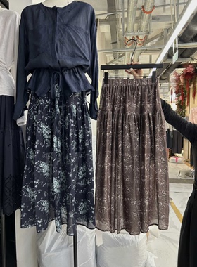 夏上新松紧腰碎花温柔风百搭半身裙  YS1-106980#  XJ