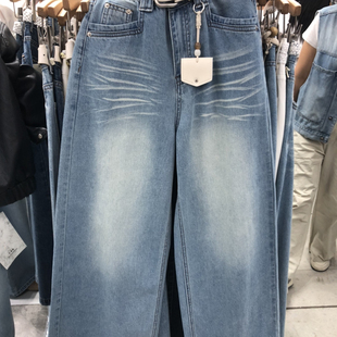 6081 不配腰带 复古风水洗做旧宽松阔腿裤 微弹牛仔裤