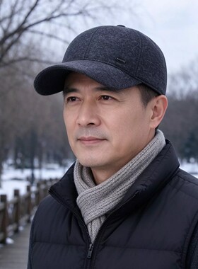 中老年男加绒加厚防风护耳鸭舌帽