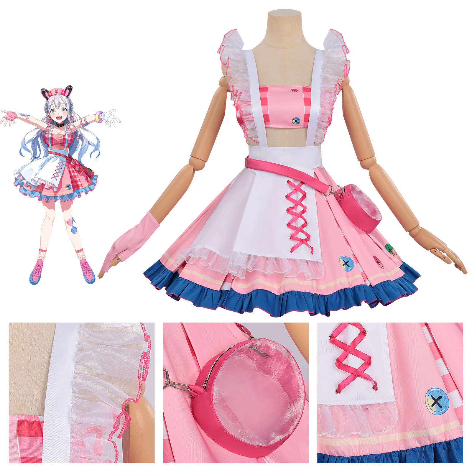 宫永野乃花可爱粉蓝色套装cos服