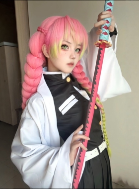 鬼灭之刃cos服 甘露寺蜜璃cosplay 恋柱鬼杀队队服套装假发