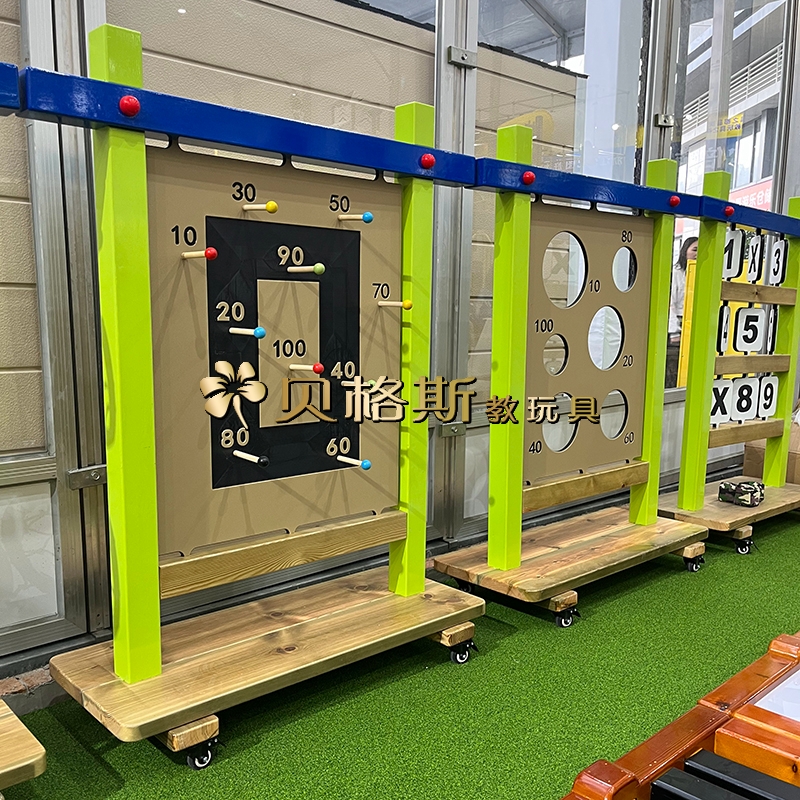 幼儿园儿童投掷玩具户外木制森林区趣味投篮感统射击套圈游戏玩具