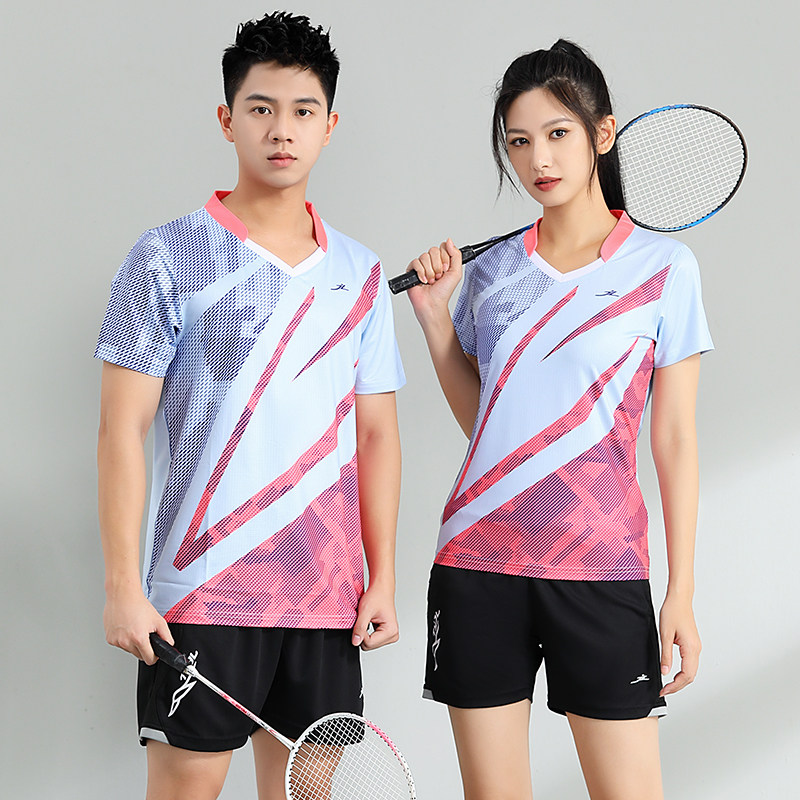 2023新款正品羽毛球服情侣短袖套装男女气排球上衣速干运动乒乓球