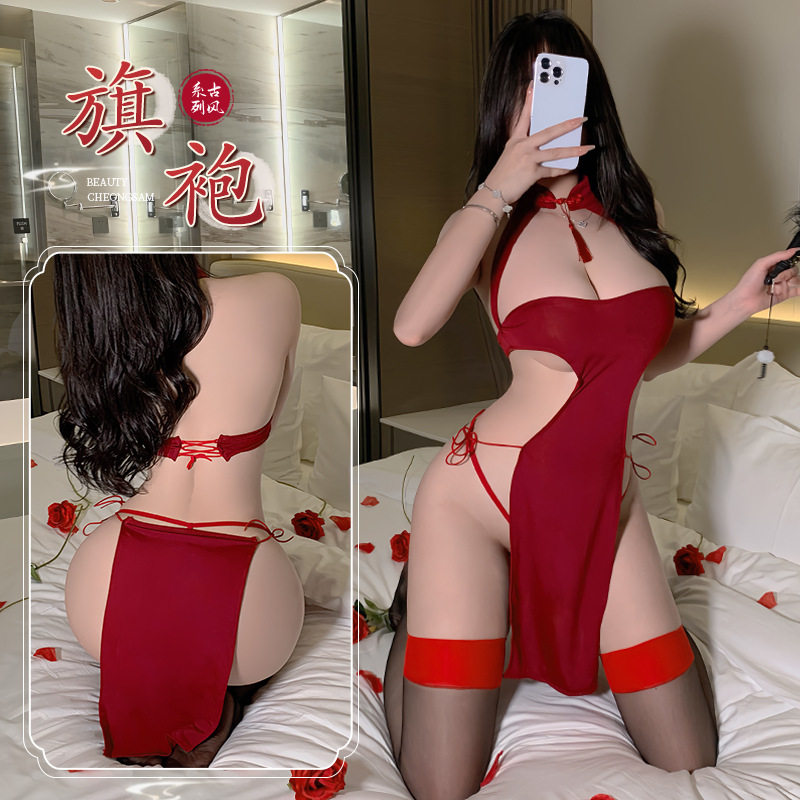 【茶艺名媛】超短性感旗袍制服角色扮演两件套夜店蹦迪cos装女神