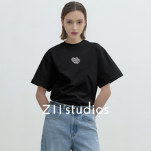 Z11 studioss2024夏季新款T恤女短袖纯棉重磅内搭小印花时尚情侣