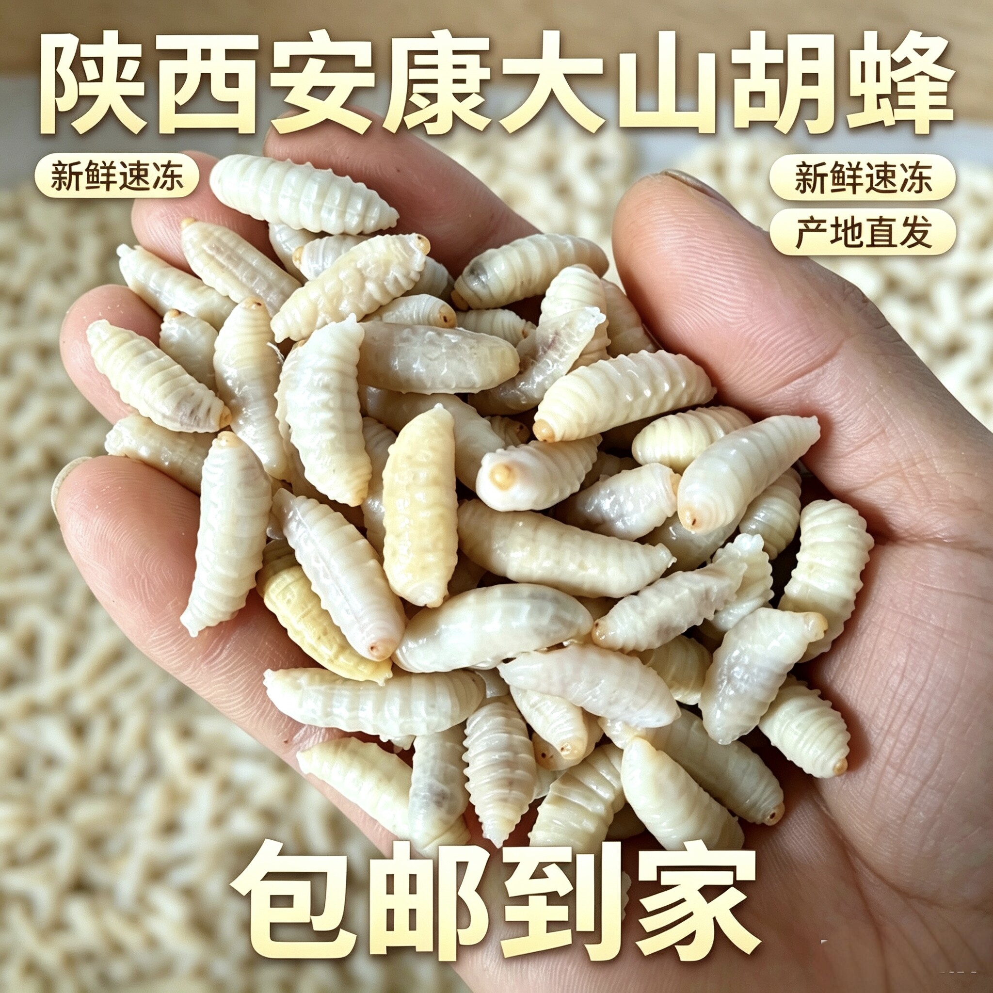 陕西速冻3级马蜂蛹树蜂葫芦蜂蛹蜂儿子新鲜鲜活冷冻昆虫标本材料