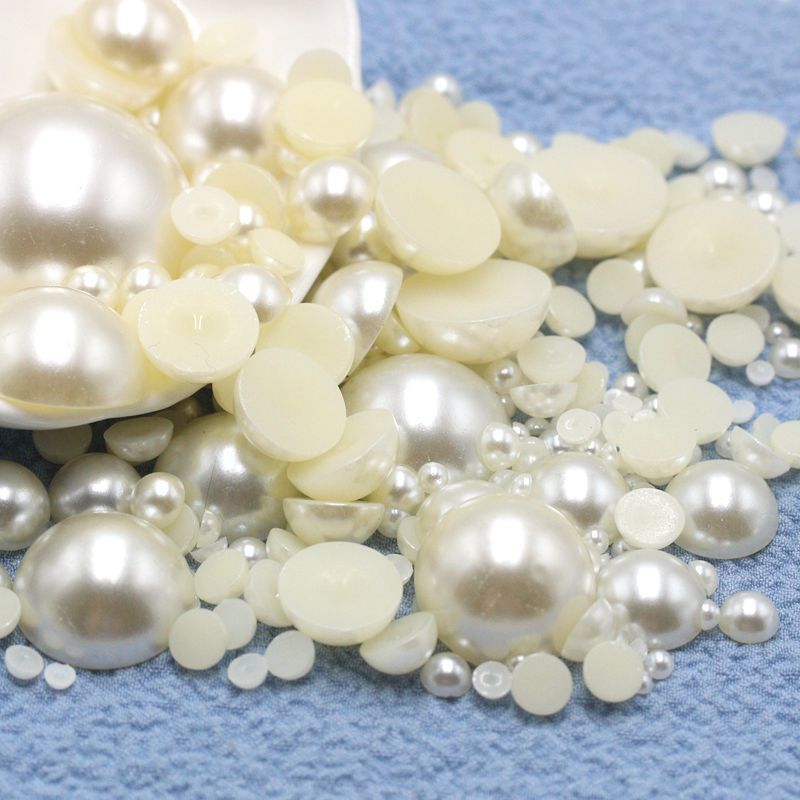 多规格白色半圆平底ABS珍珠美甲diy手工手机壳饰品配件材料