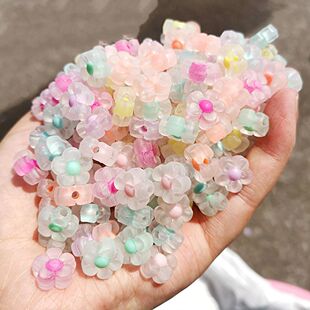 12mm小梅花朵珠中珠手机链亚克力7色磨砂内彩发绳发饰DIY饰品串珠