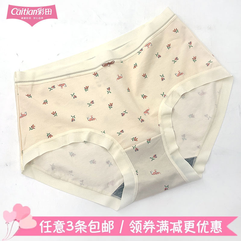 彩田莫代尔棉高腰印花抗菌女内裤