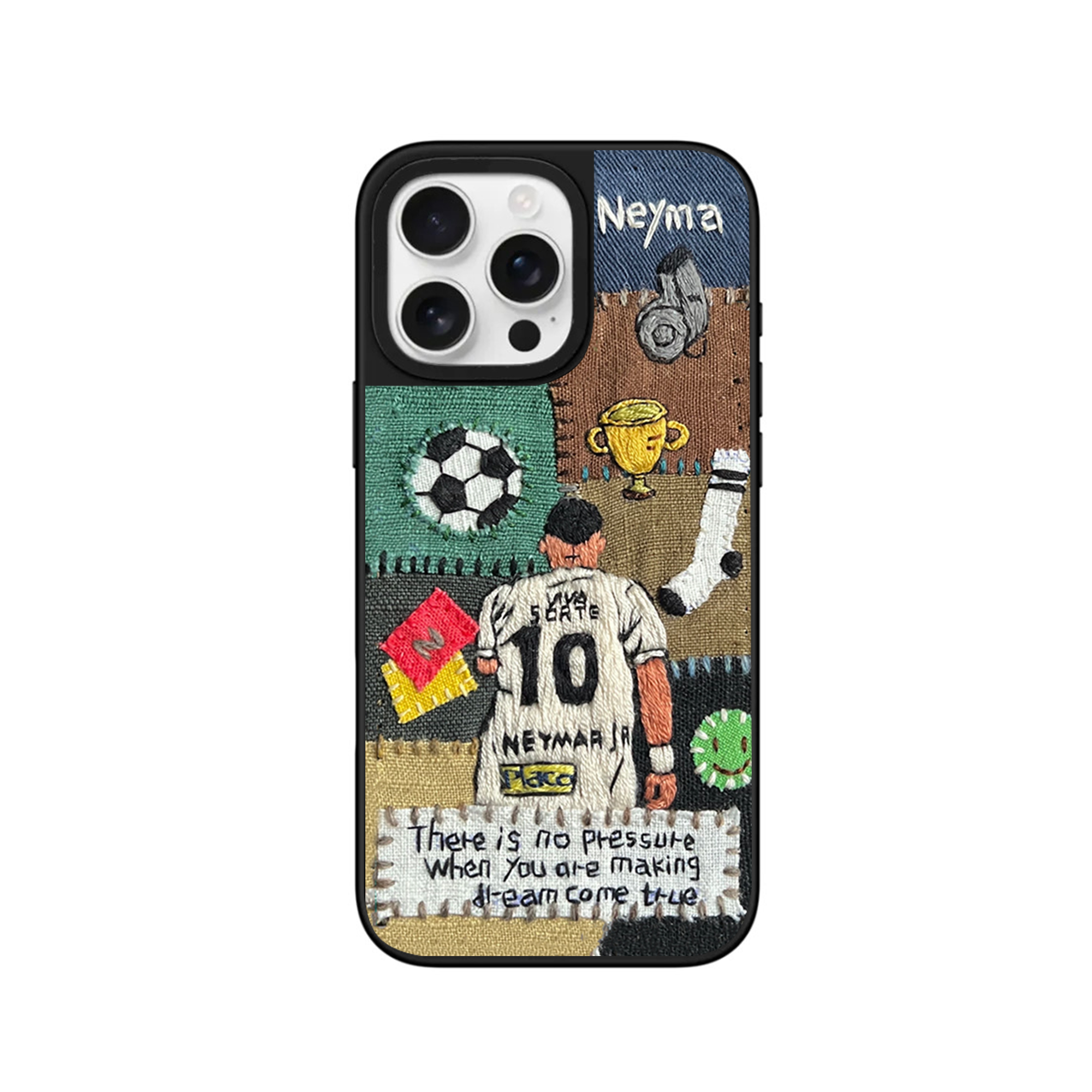 刺绣内马尔编织图案适用于苹果17全包17pro插画14防摔15小众14pro时尚16pro卡通15promax16全包13情侣15pro