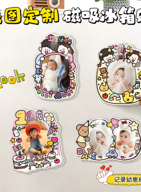 照片定制磁吸冰箱贴宝宝成长纪念
