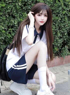 日系少女软妹运动服套装女夏季学院风甜美POLO上衣短裤跑步两件套