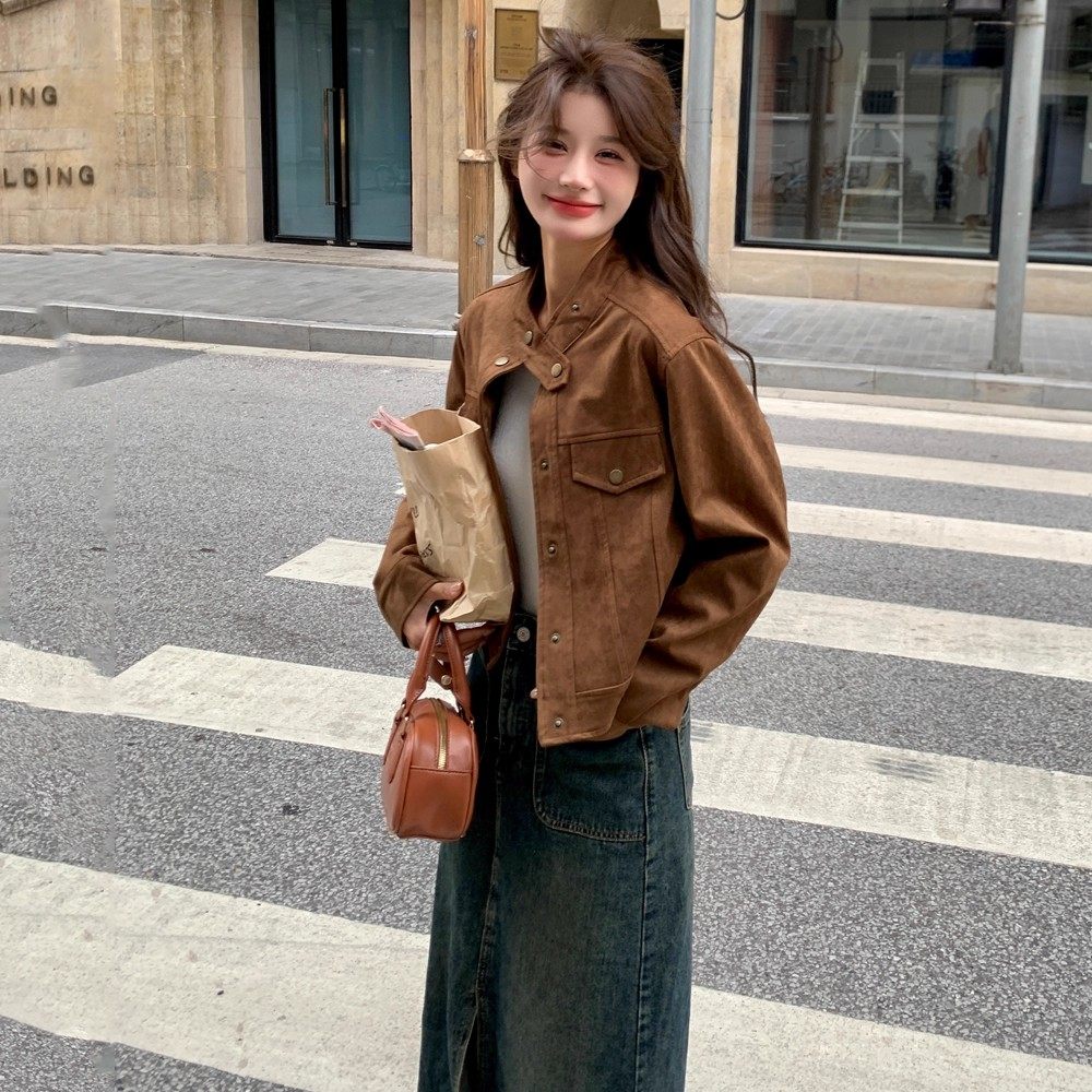 美拉德外套女春秋2025新款显瘦短款设计感麂皮绒工装夹克休闲上衣,女装/女士精品,短外套,淘宝优惠券,粉丝福利购,淘宝优惠卷