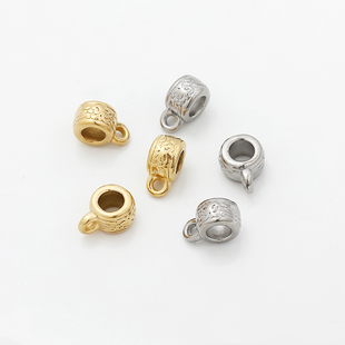 不掉色不锈钢304钛钢真空电镀18K金三通珠子diy制作手链项链配件