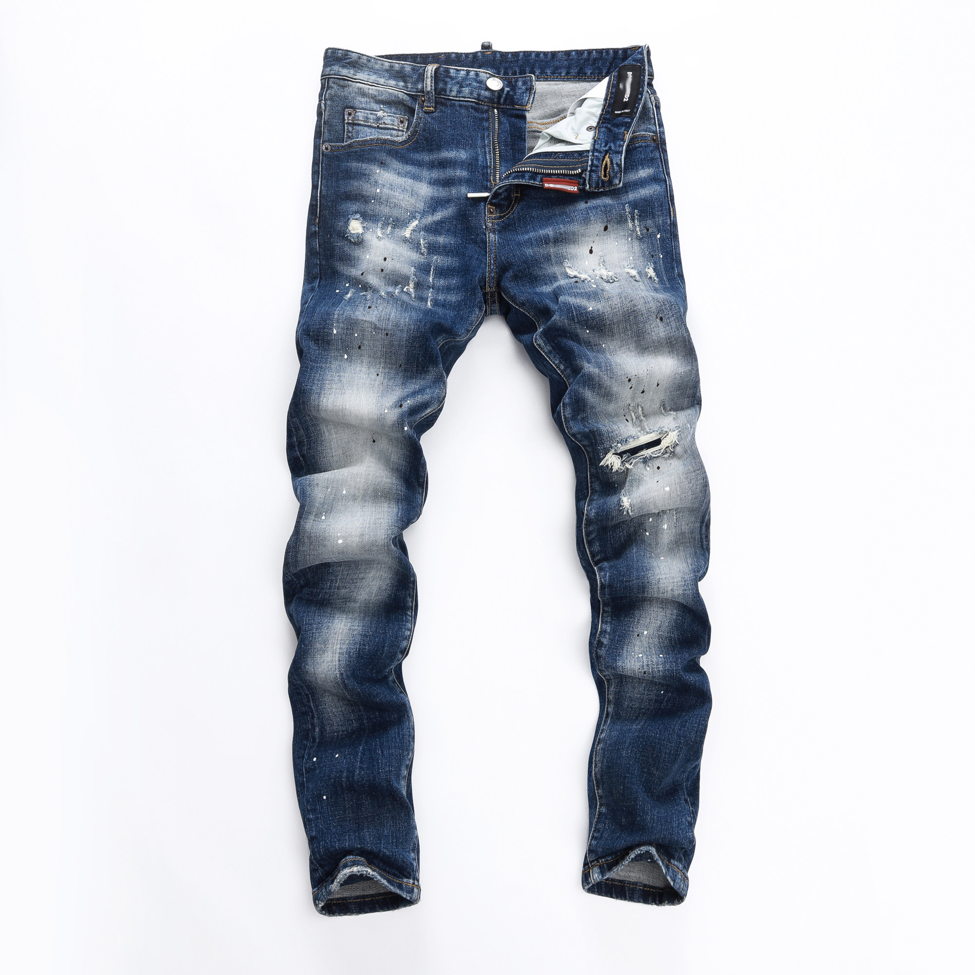 欧洲站秋季新款水洗磨白牛仔裤男