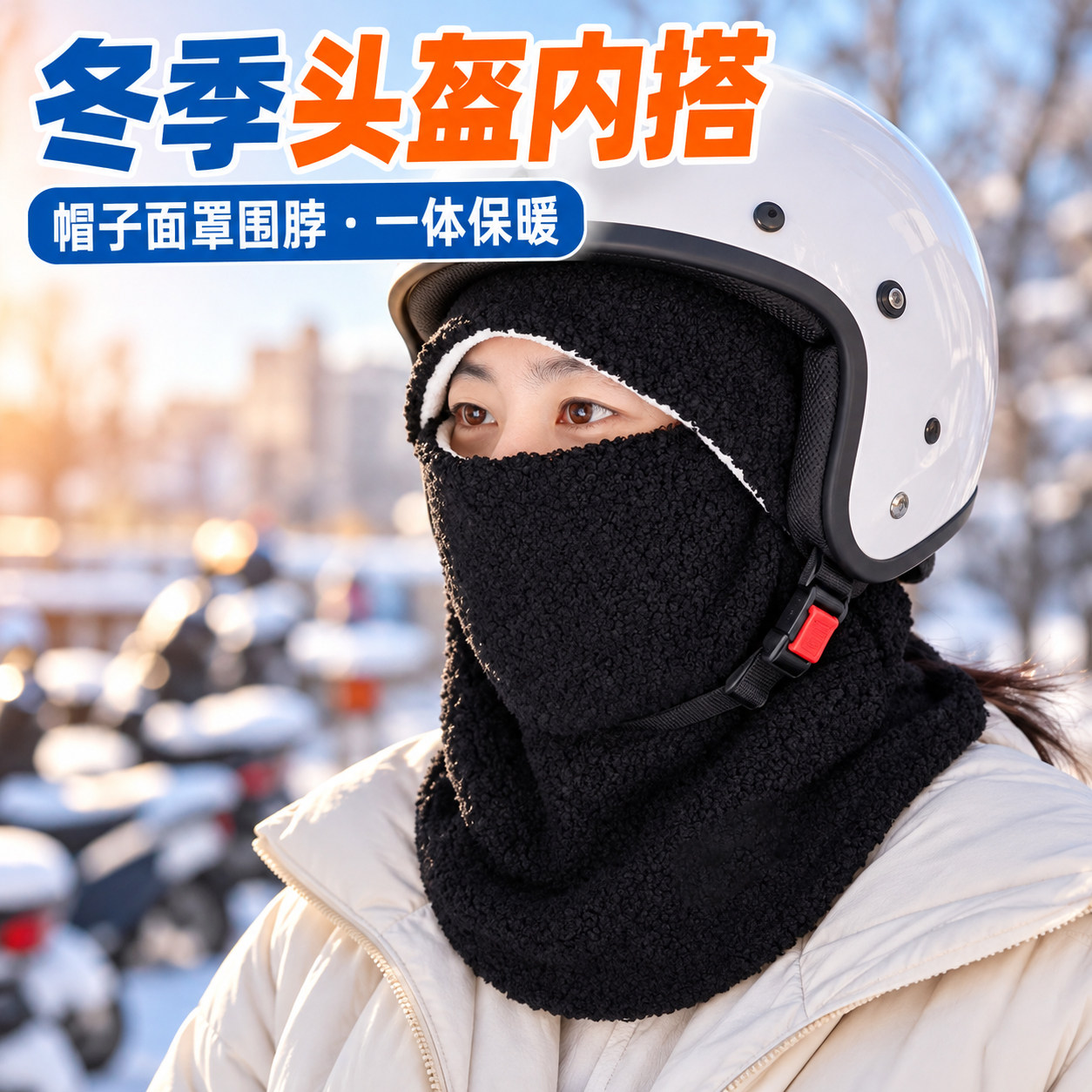 保暖头盔内胆帽男女冬季摩托自行车款包头帽内衬帽子户外骑行小帽
