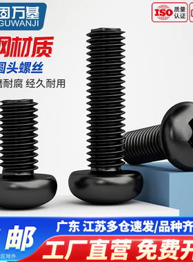 黑色十字圆头螺丝盘头机丝螺栓电子小螺钉M1.2M1.4M1.7M2M2.5M3M4